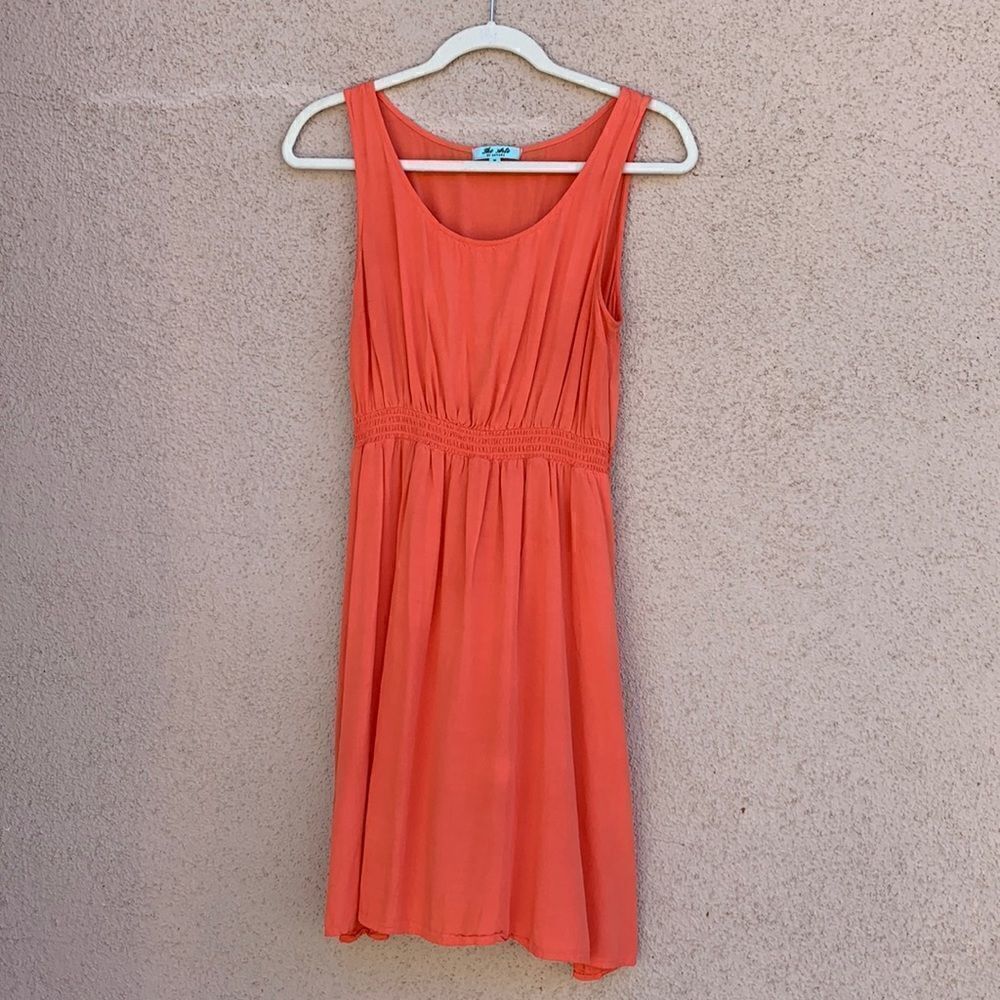 The Arte By Zenna Orange Scoop Neck Short Sleeve Elastic Waist Woman’s Dress